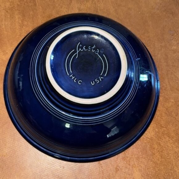 Fiesta HLC USA 9" Ceramic Bowl Deep Blue Vintage Collectible Dish - Picture 3 of 6